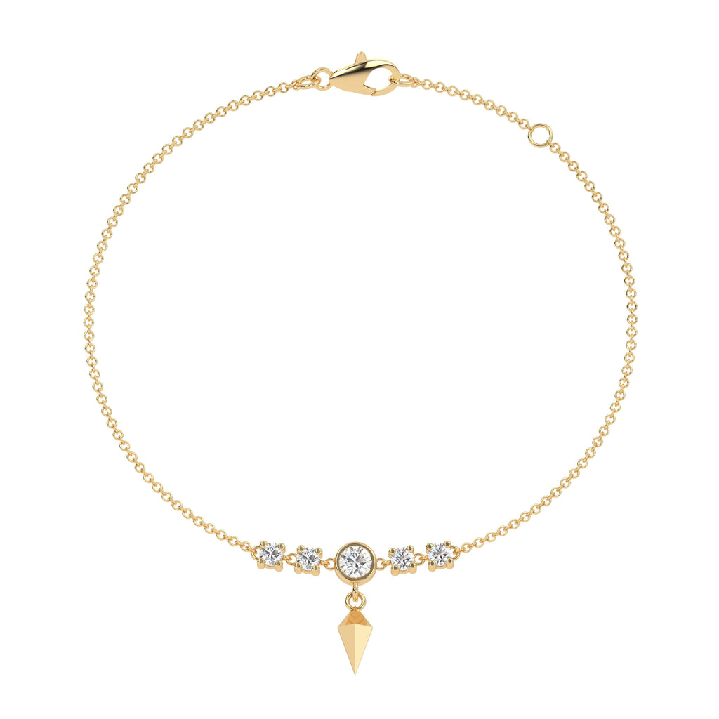 5-Stone Arrow Charm Natural Diamond Chain Bracelet