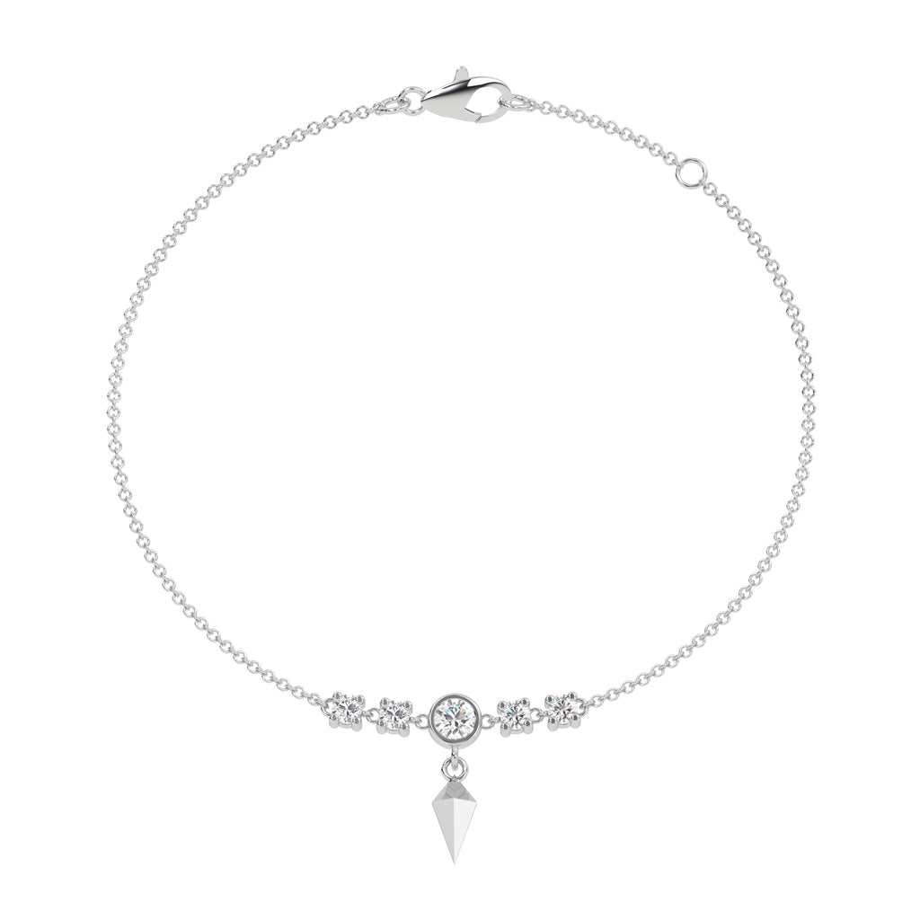 5-Stone Arrow Charm Natural Diamond Chain Bracelet