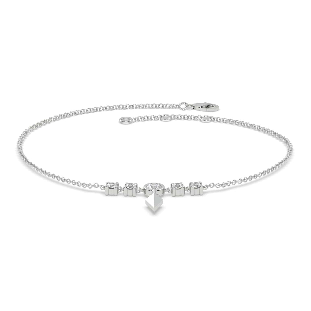 5-Stone Arrow Charm Natural Diamond Chain Bracelet