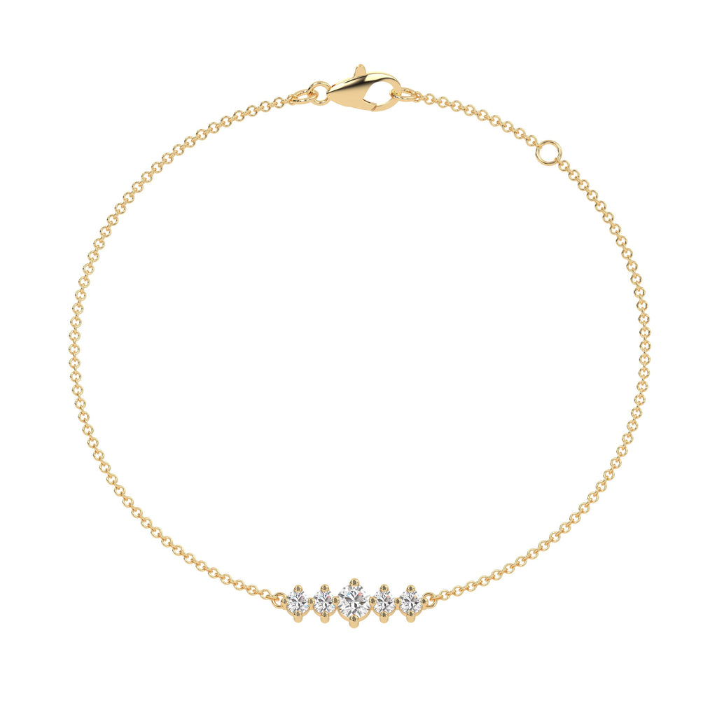 5-Stone Journey Round Natural Diamond Chain Bracelet