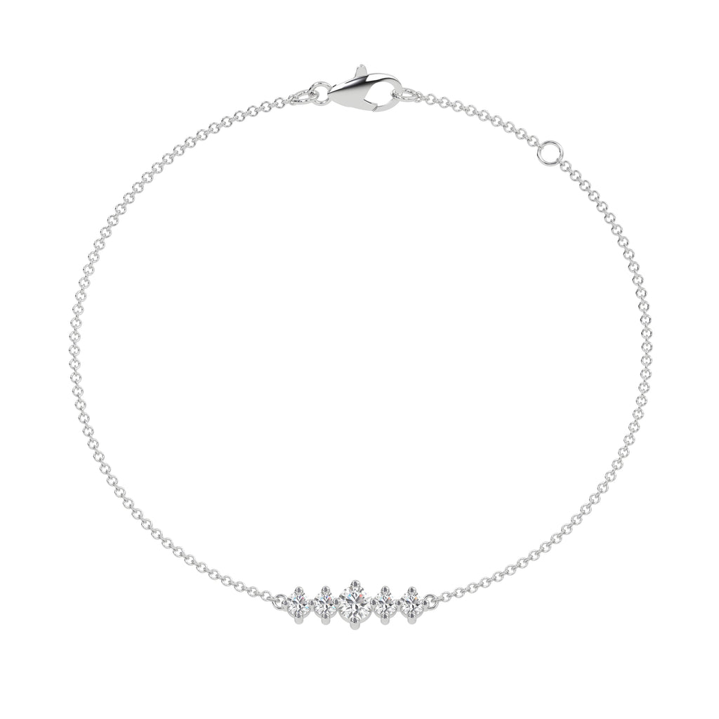 5-Stone Journey Round Natural Diamond Chain Bracelet
