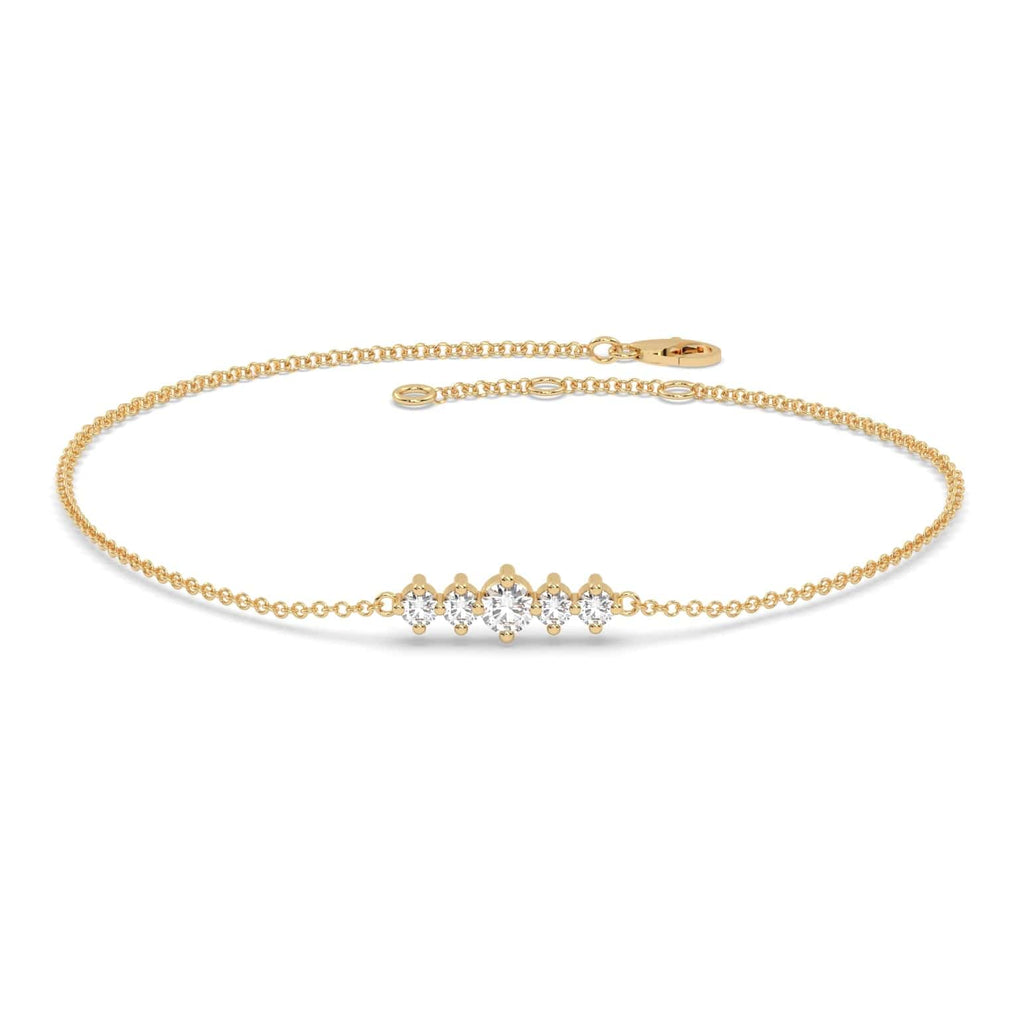5-Stone Journey Round Natural Diamond Chain Bracelet