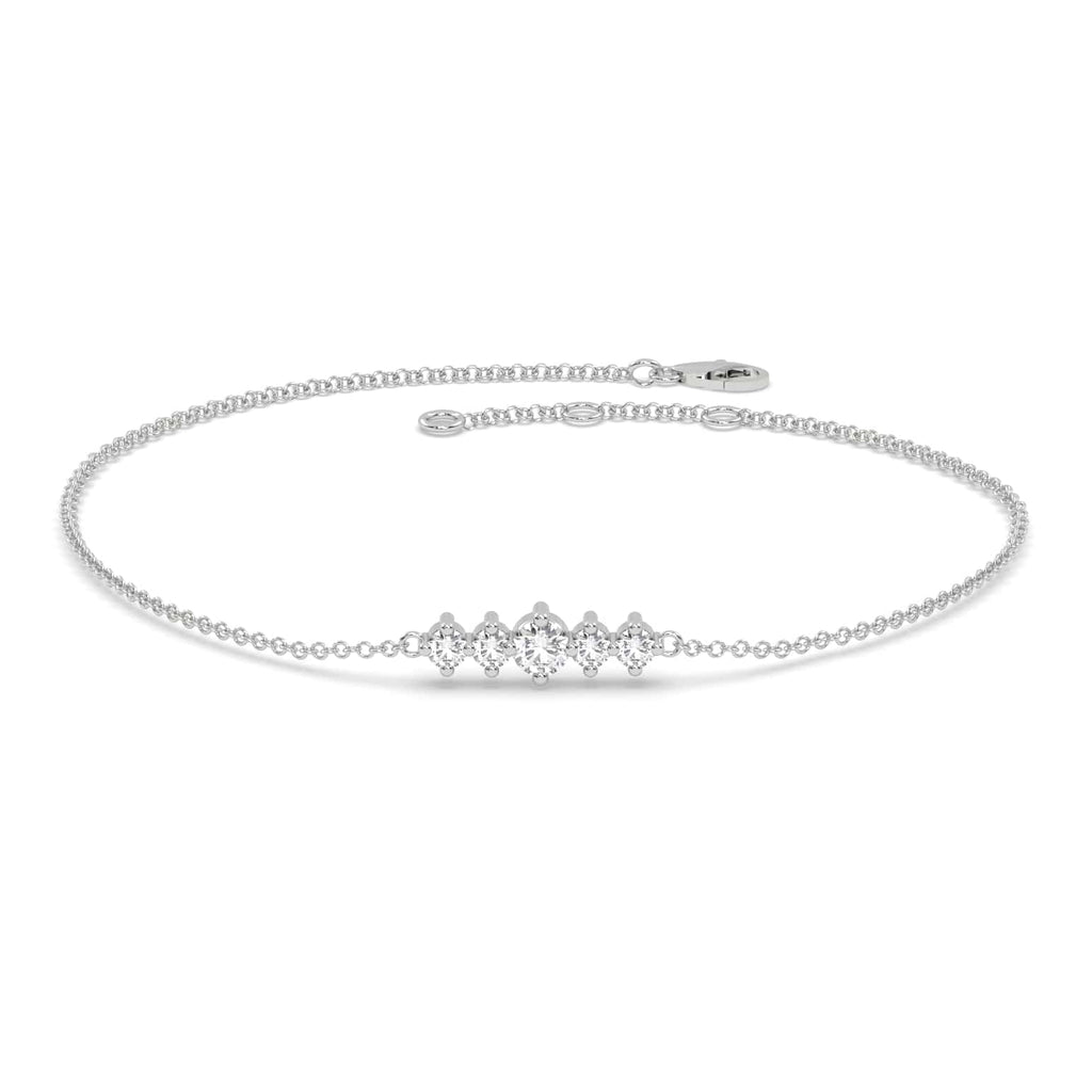 5-Stone Journey Round Natural Diamond Chain Bracelet