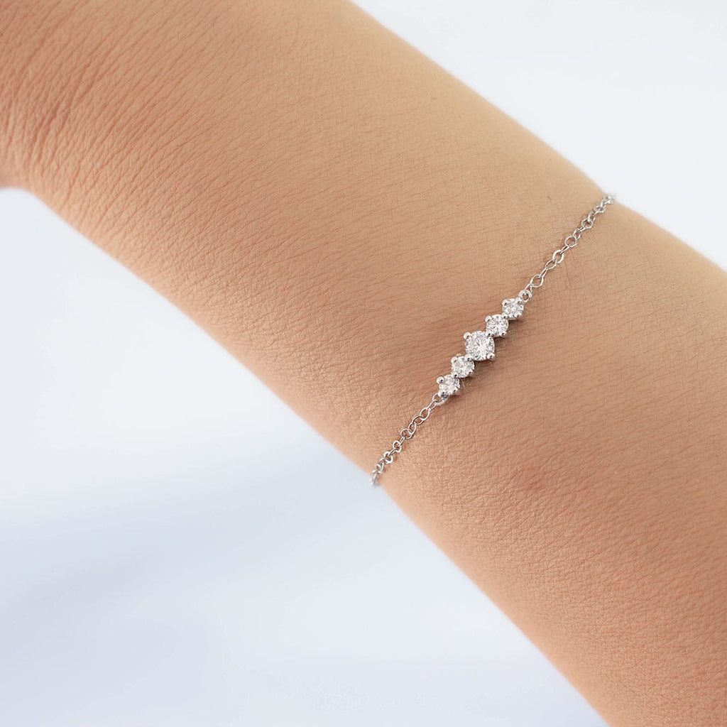 5-Stone Journey Round Natural Diamond Chain Bracelet