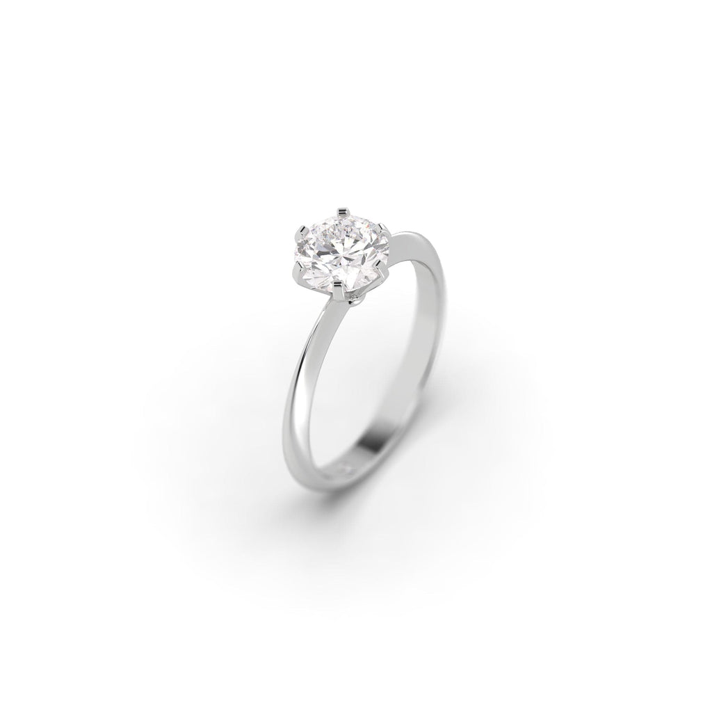 Engagement 6-Prong Round Moissanite Solitaire Engagement Ring