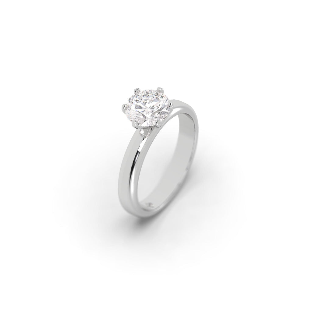 Engagement 6-Prong Solitaire Lab Grown Round Diamond Engagement Ring