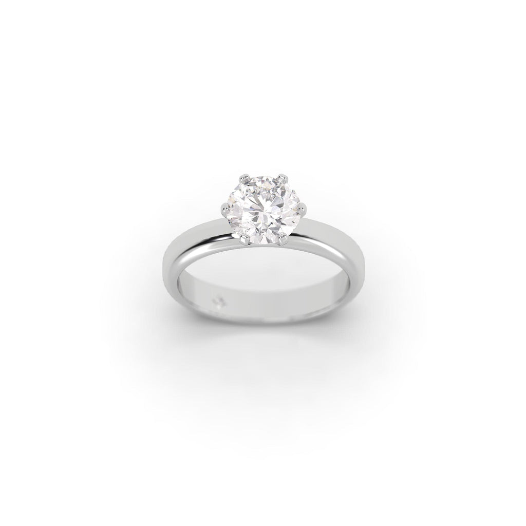 Engagement 6-Prong Solitaire Lab Grown Round Diamond Engagement Ring
