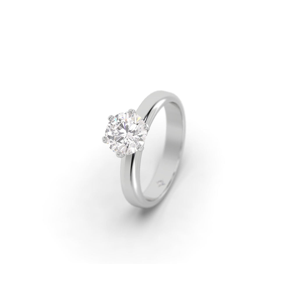 Engagement 6-Prong Solitaire Lab Grown Round Diamond Engagement Ring