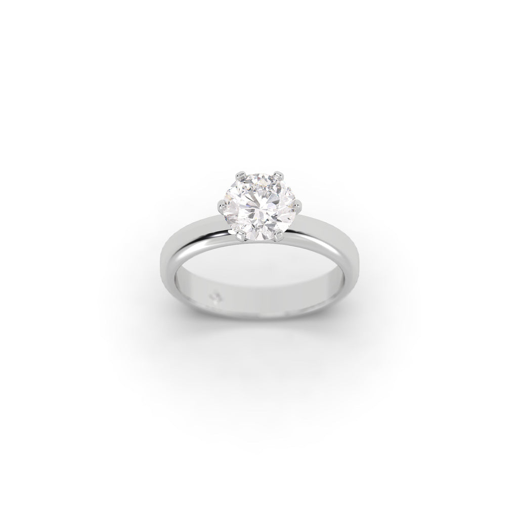 6-Prong Solitaire Round Lab Grown Diamond Engagement Ring