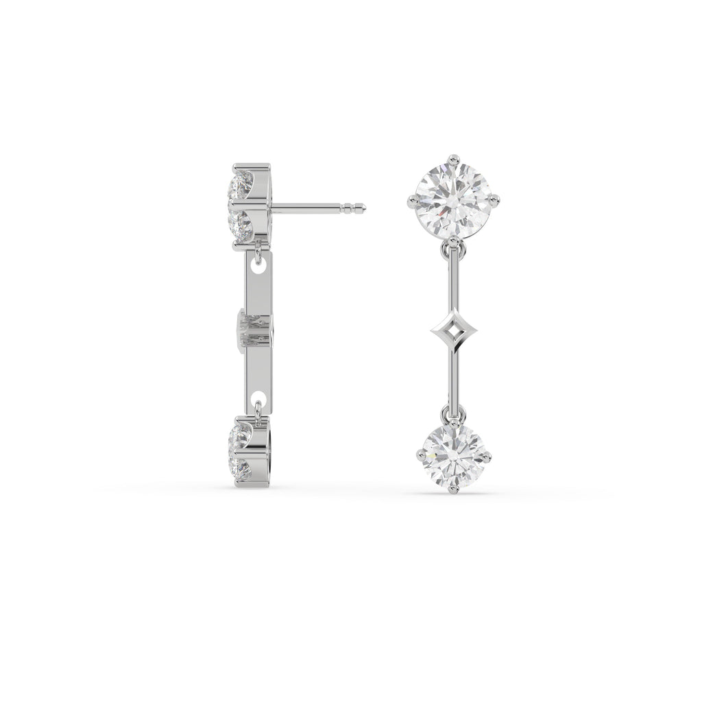 Round Brilliant Moissanite Dangling Bar Earrings
