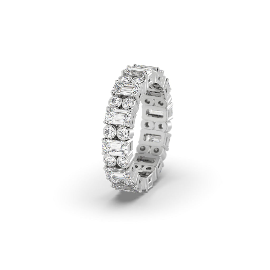 Alternative Unique Emerald And Round Full Eternity Band