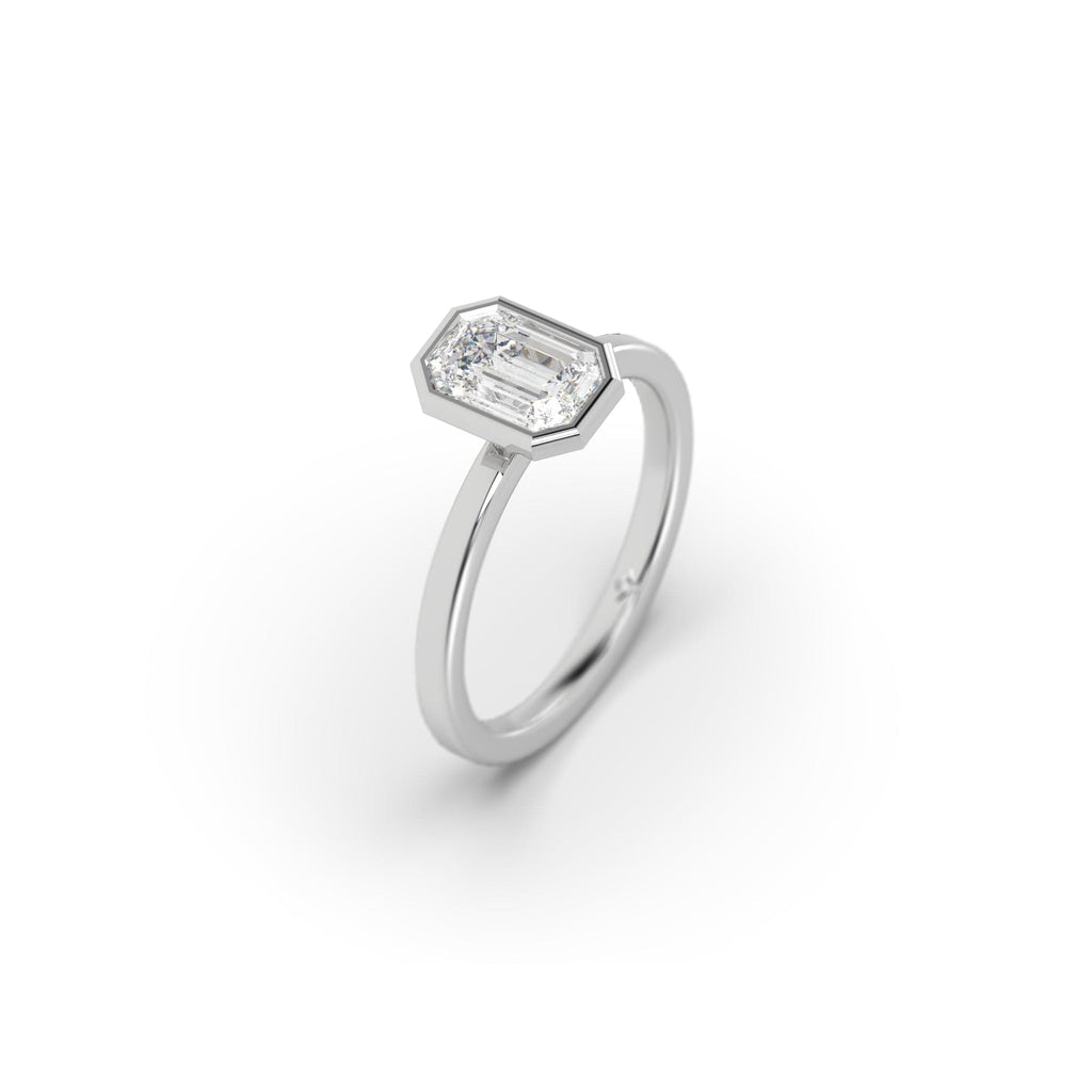 Engagement Bezel Set Lab Created Emerald Cut Diamond Engagement Ring