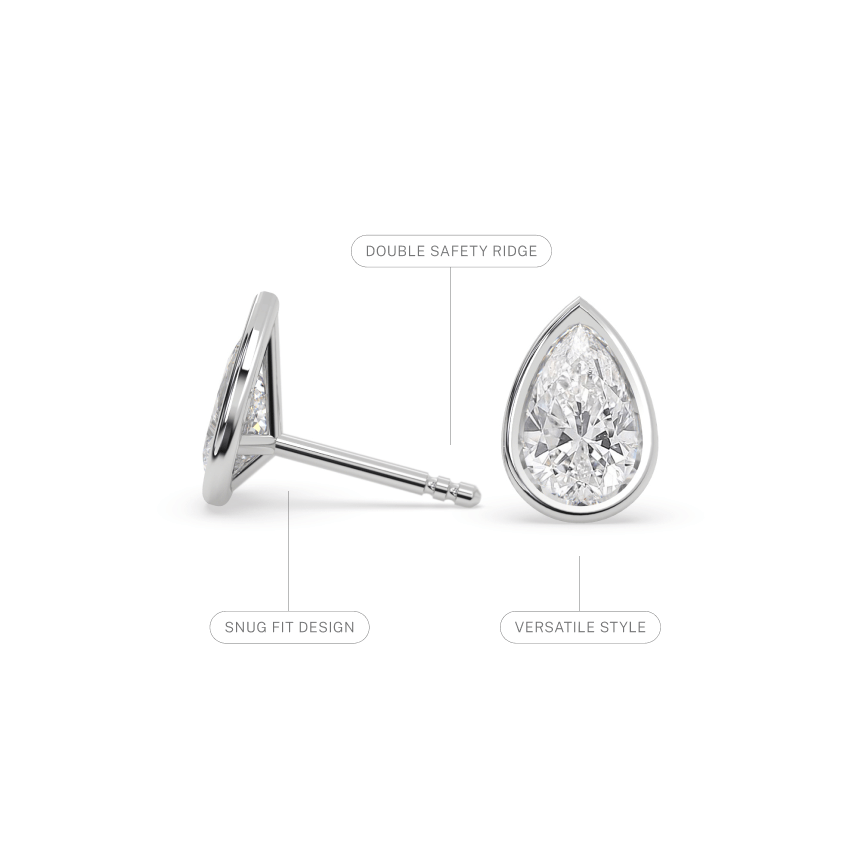 Bezel Set Pear Shaped Lab Grown Diamond Earrings