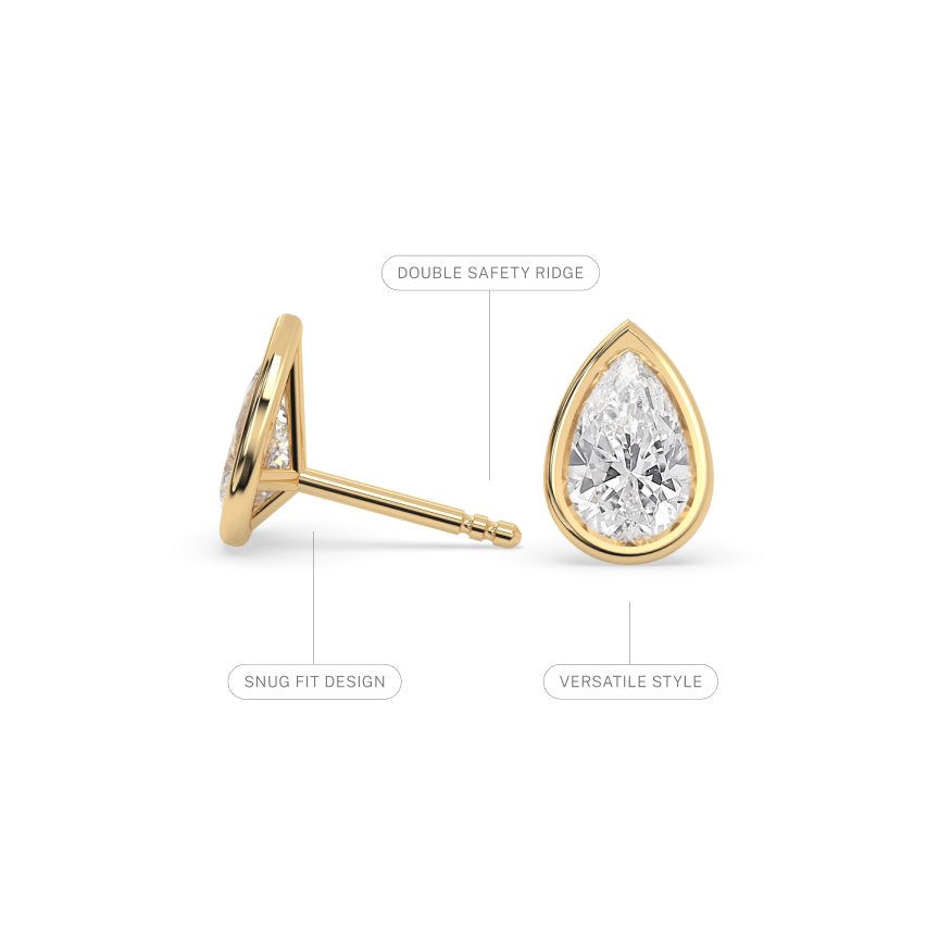Bezel Set Pear Shaped Lab Grown Diamond Earrings