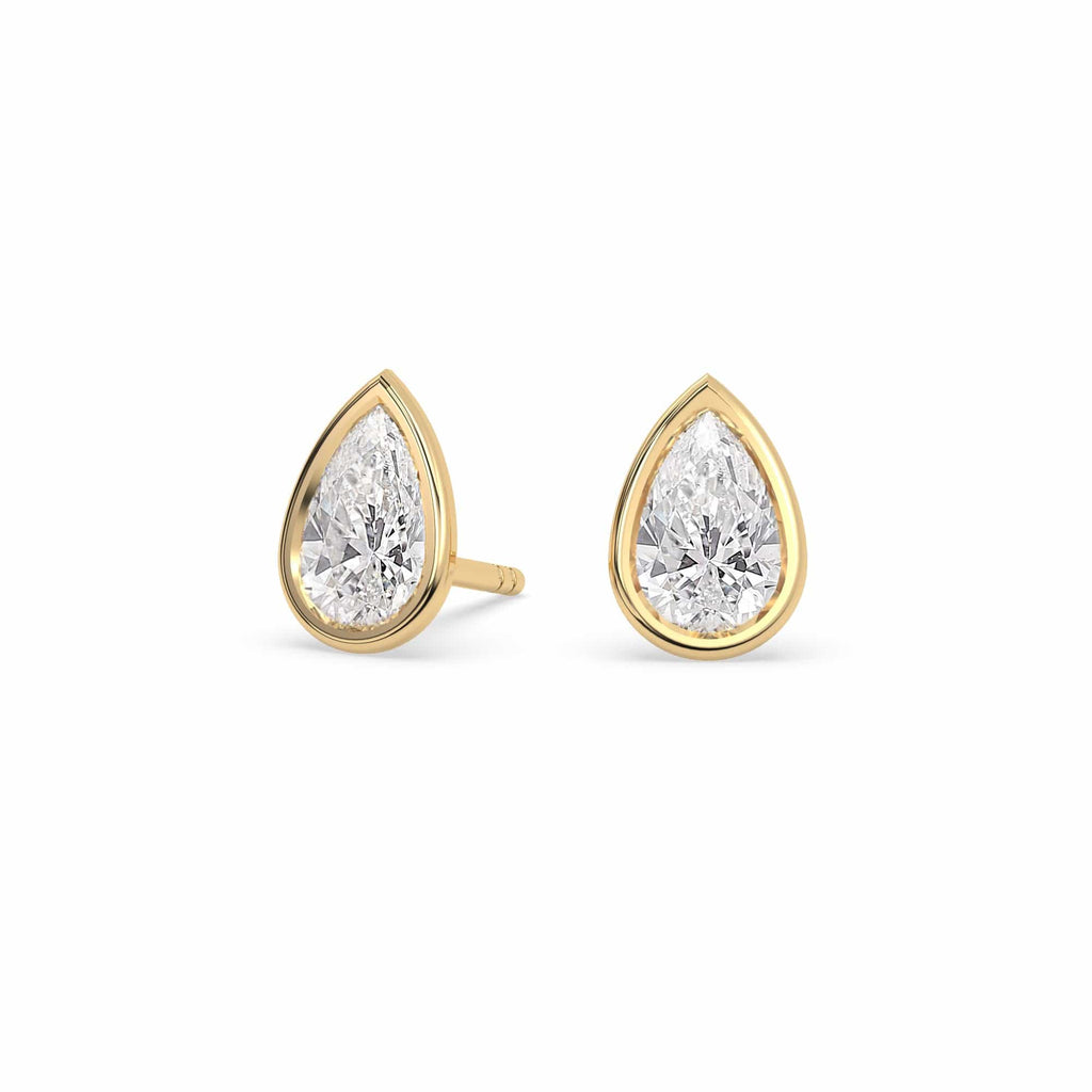 Yellow Gold Pear Shaped Diamond Stud Earrings