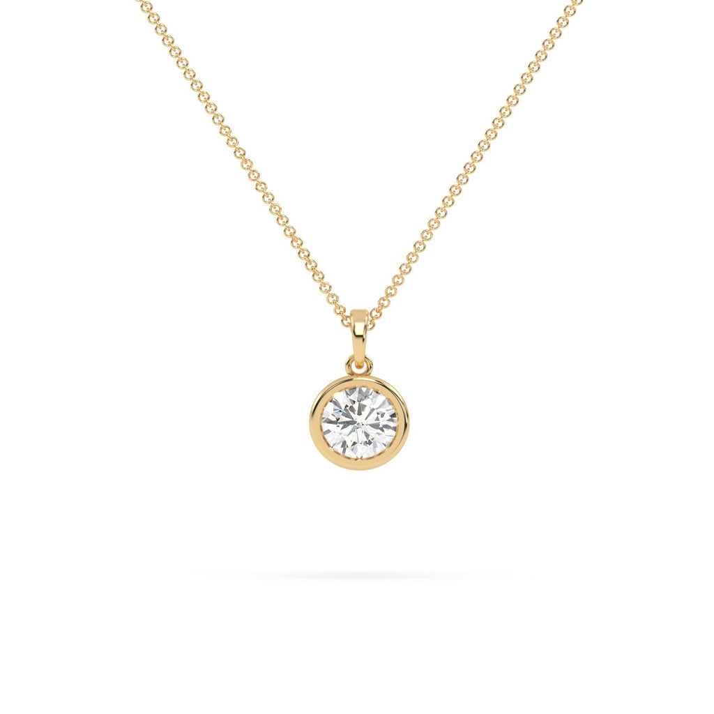 Bezel Set Round Lab Grown Diamond Pendant Necklace