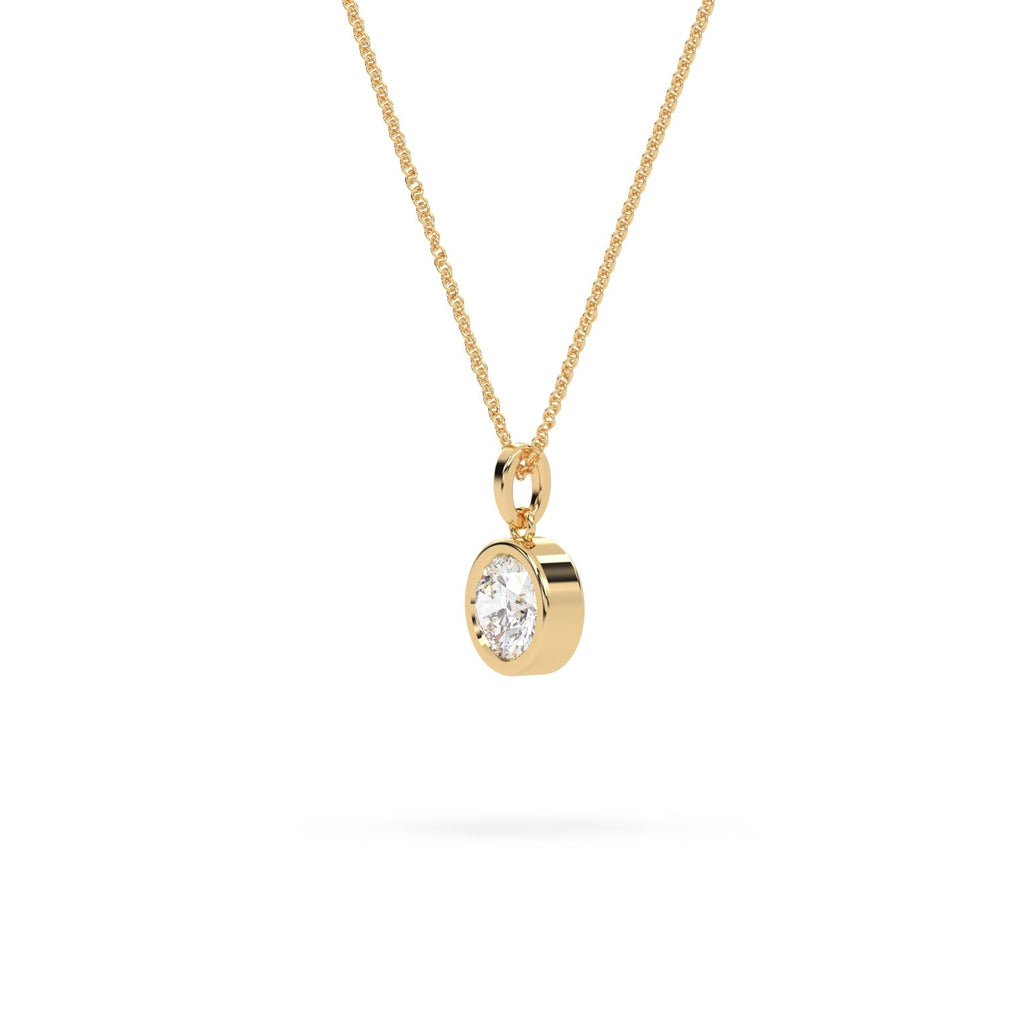Bezel Set Round Lab Grown Diamond Pendant Necklace