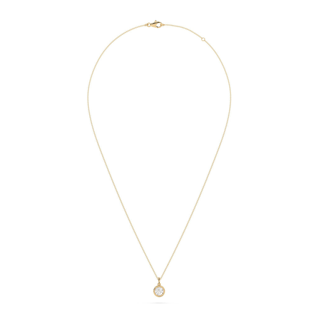 Bezel Set Round Lab Grown Diamond Pendant Necklace