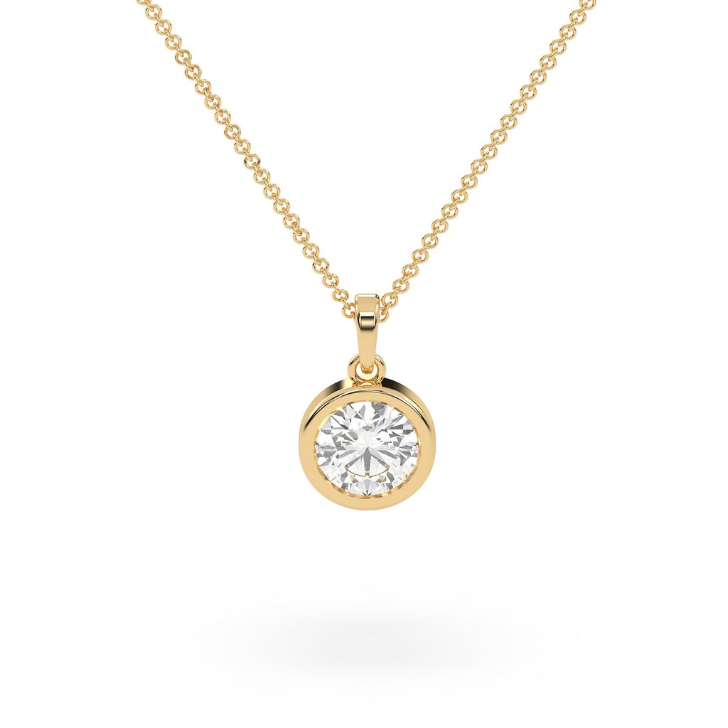Bezel Set Round Lab Grown Diamond Pendant Necklace