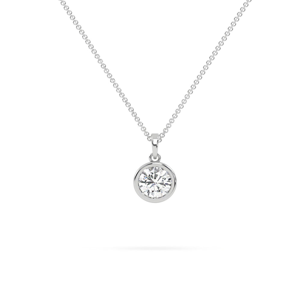 Bezel Set Round Lab Grown Diamond Pendant Necklace