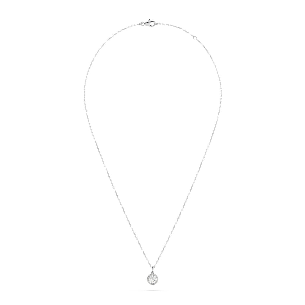 Bezel Set Round Lab Grown Diamond Pendant Necklace