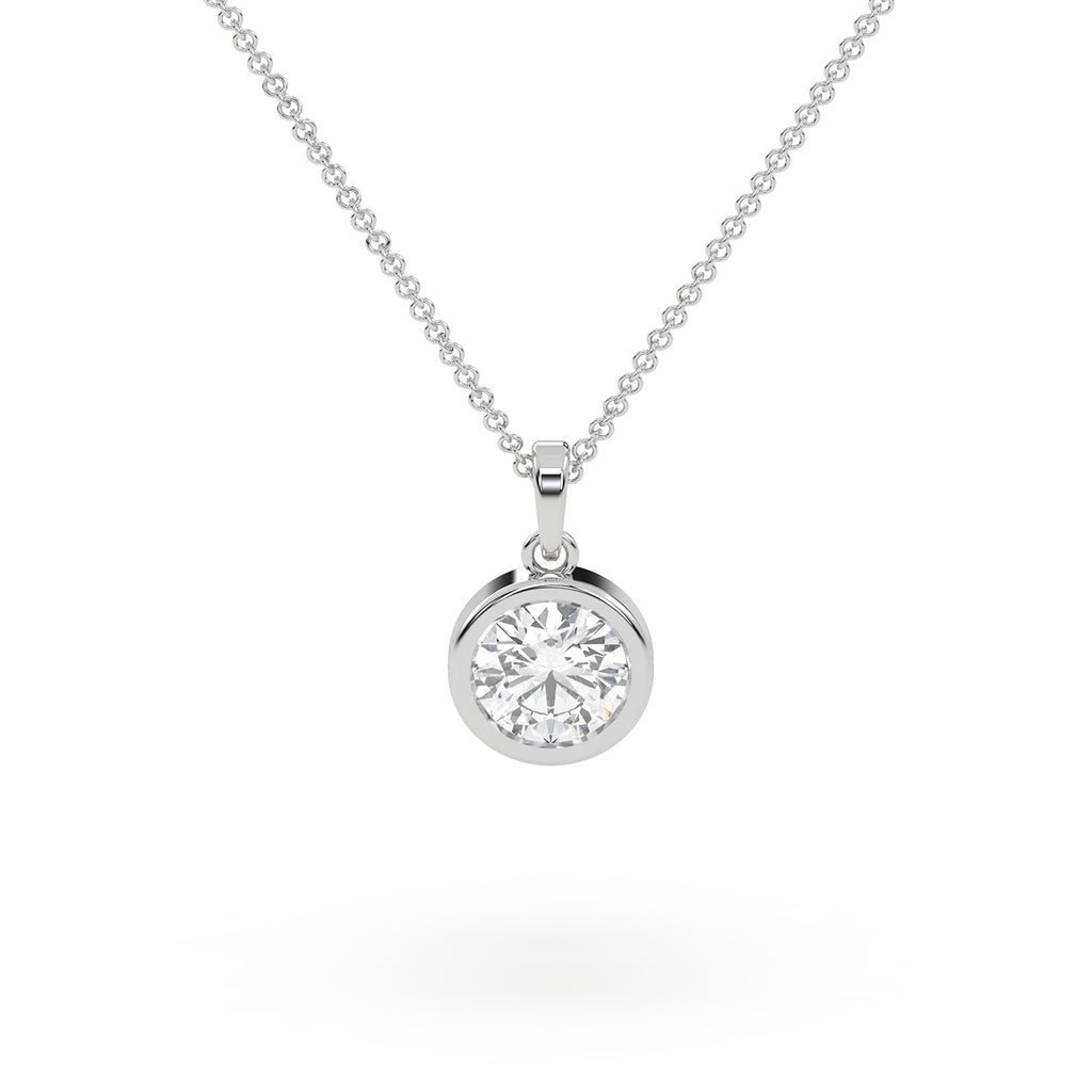Bezel Set Round Lab Grown Diamond Pendant Necklace