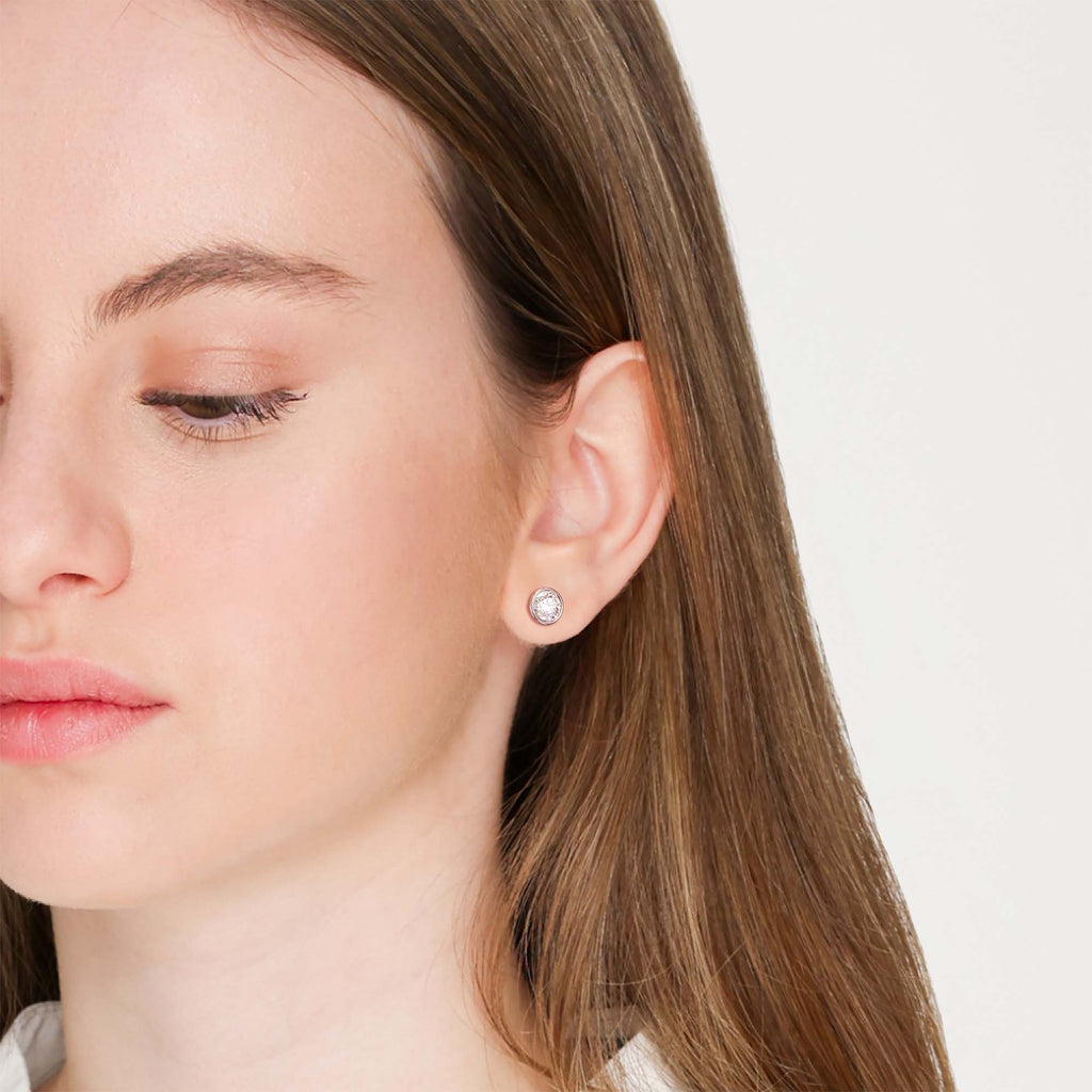 Bezel Set Round Lab Grown Diamond Stud Earrings