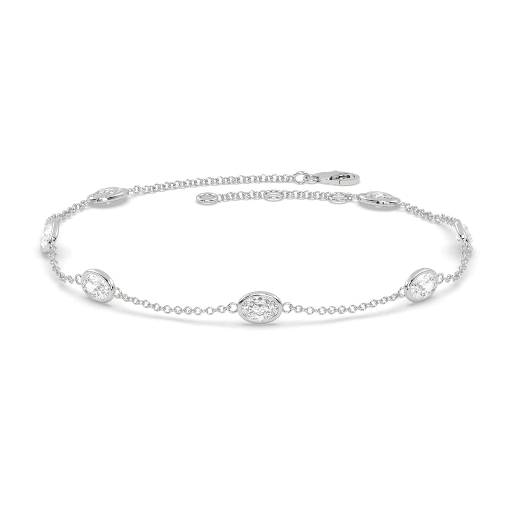 By The Yard Bezel Oval Moissanite Chain Bracelet