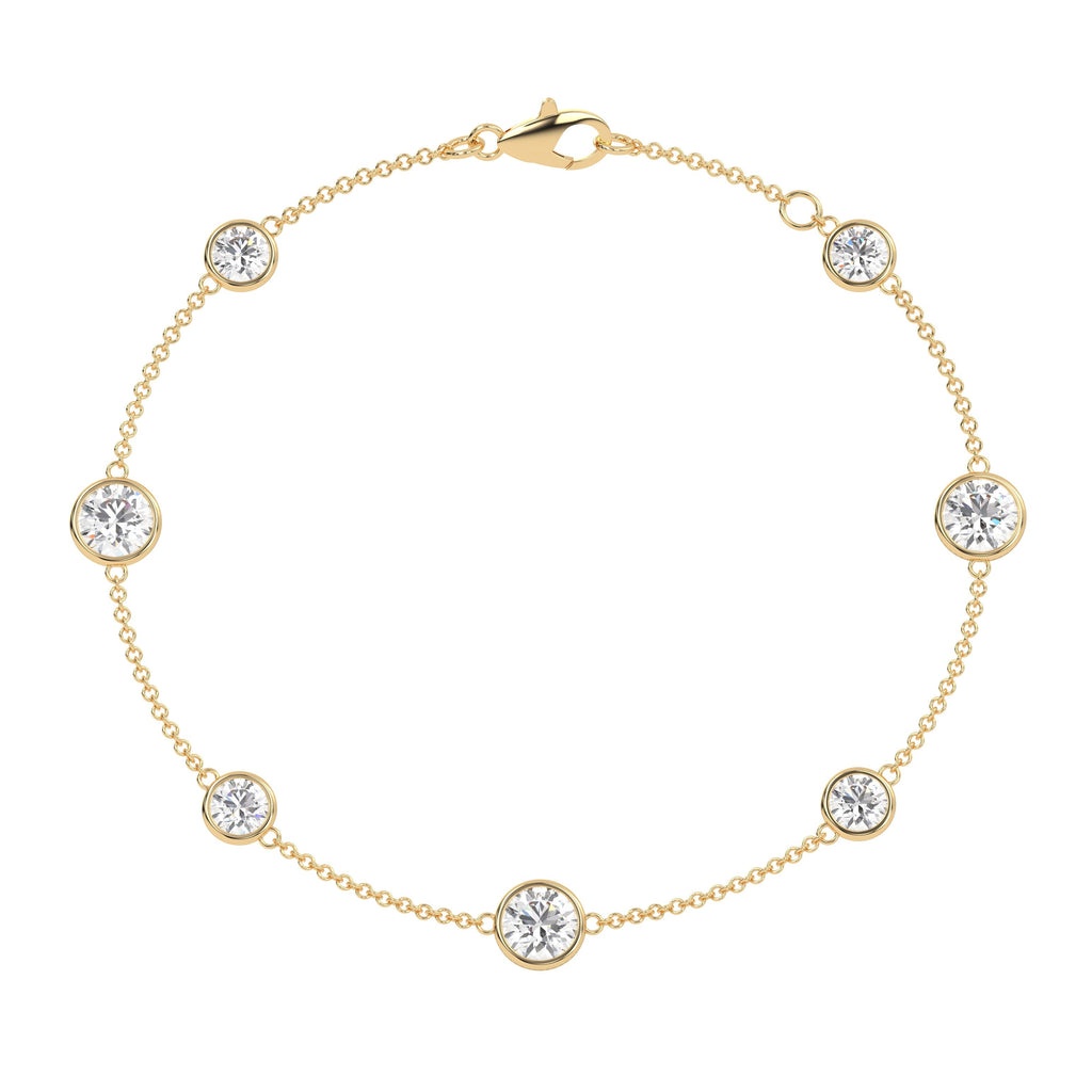 By The Yard Bezel Round Moissanite Chain Bracelet