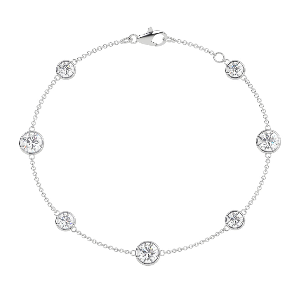 By The Yard Bezel Round Moissanite Chain Bracelet