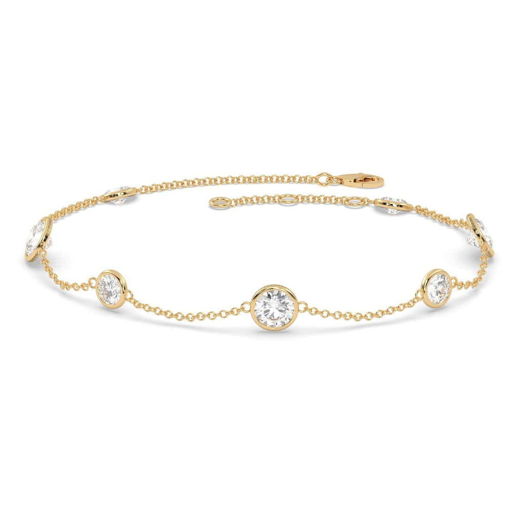 By The Yard Bezel Round Moissanite Chain Bracelet