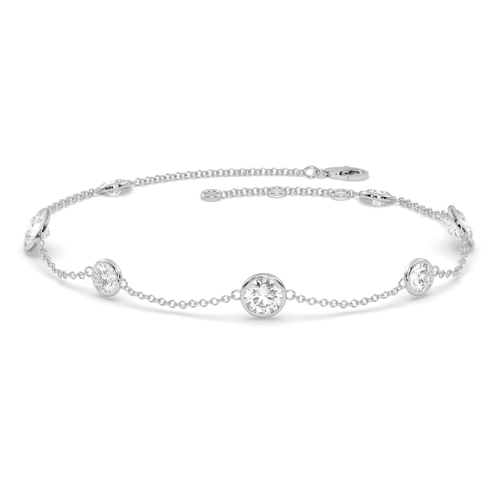 By The Yard Bezel Round Moissanite Chain Bracelet
