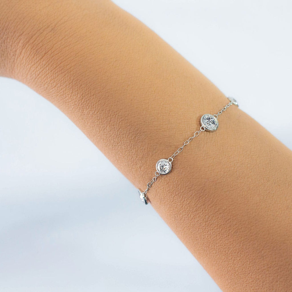 By The Yard Bezel Round Moissanite Chain Bracelet