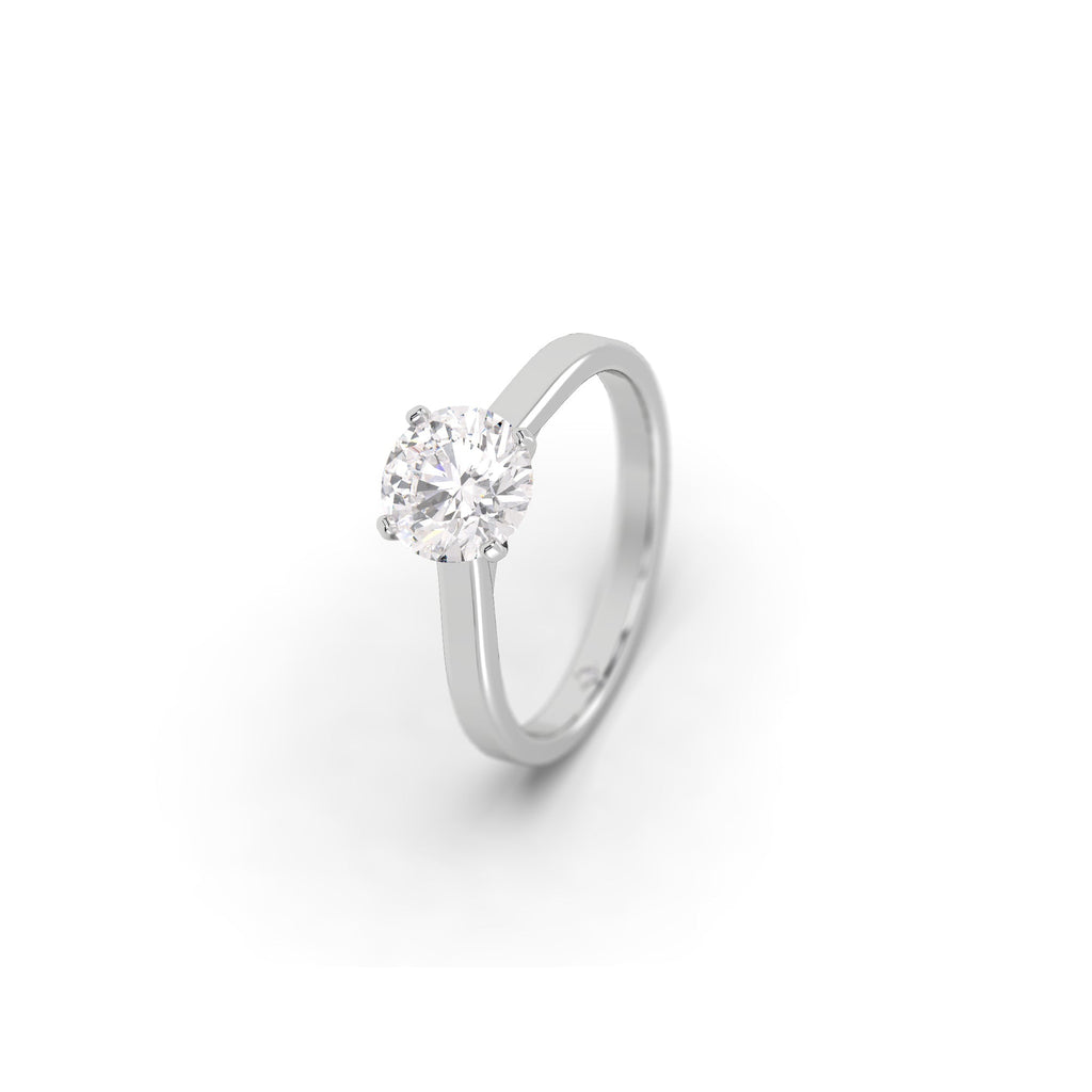 Cathedral Solitaire Round Cut Lab Created Diamond Engagement Ring