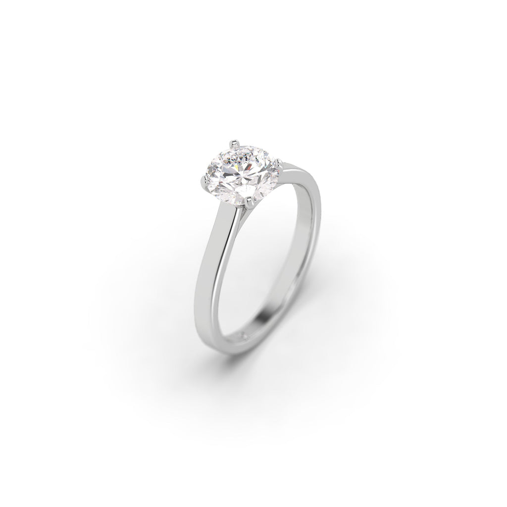 Cathedral Solitaire Round Cut Lab Created Diamond Engagement Ring