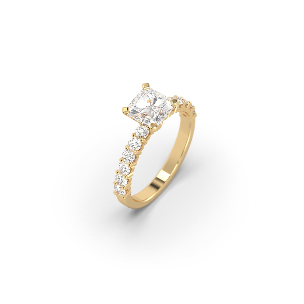 Engagement 1.07 carat CE Natural Radiant Diamond Pavé Engagement Ring