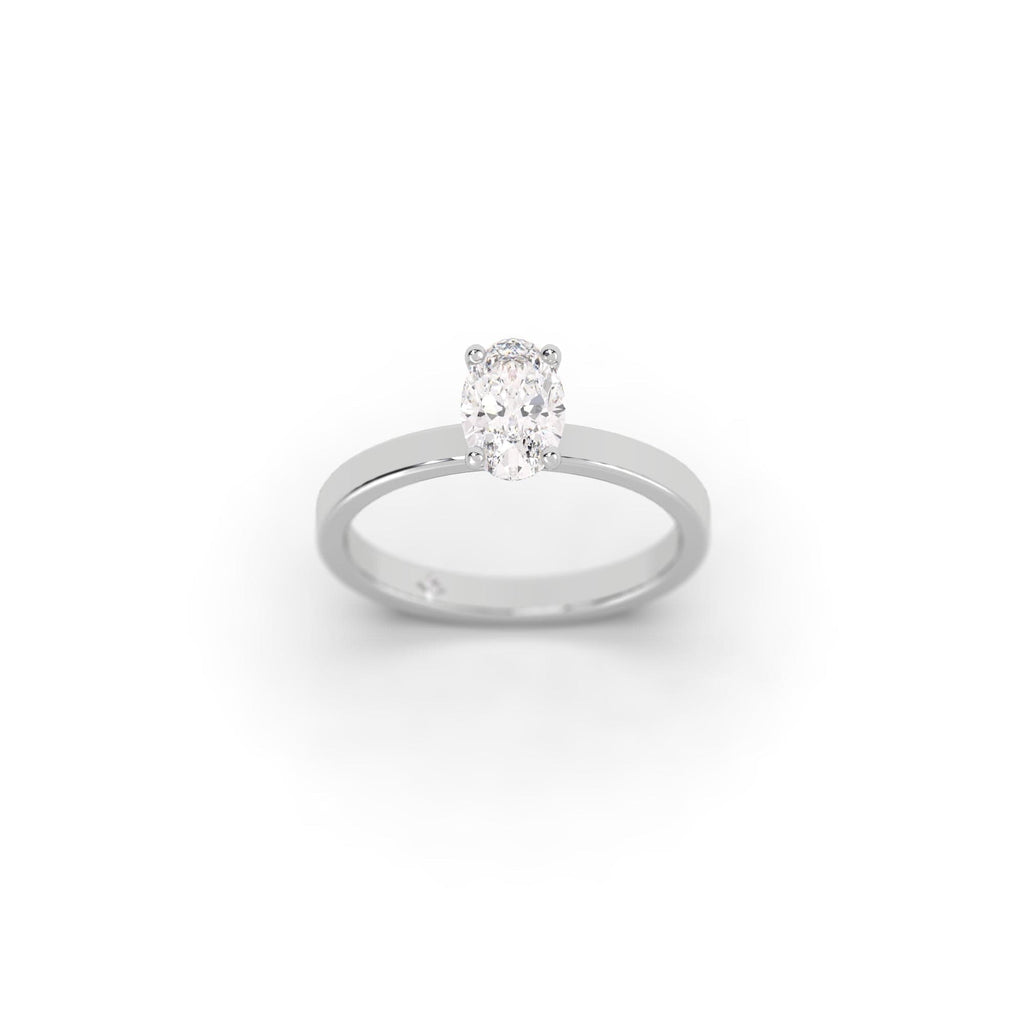 Engagement Classic 4-Prong Solitaire Oval Natural Diamond Engagement Ring