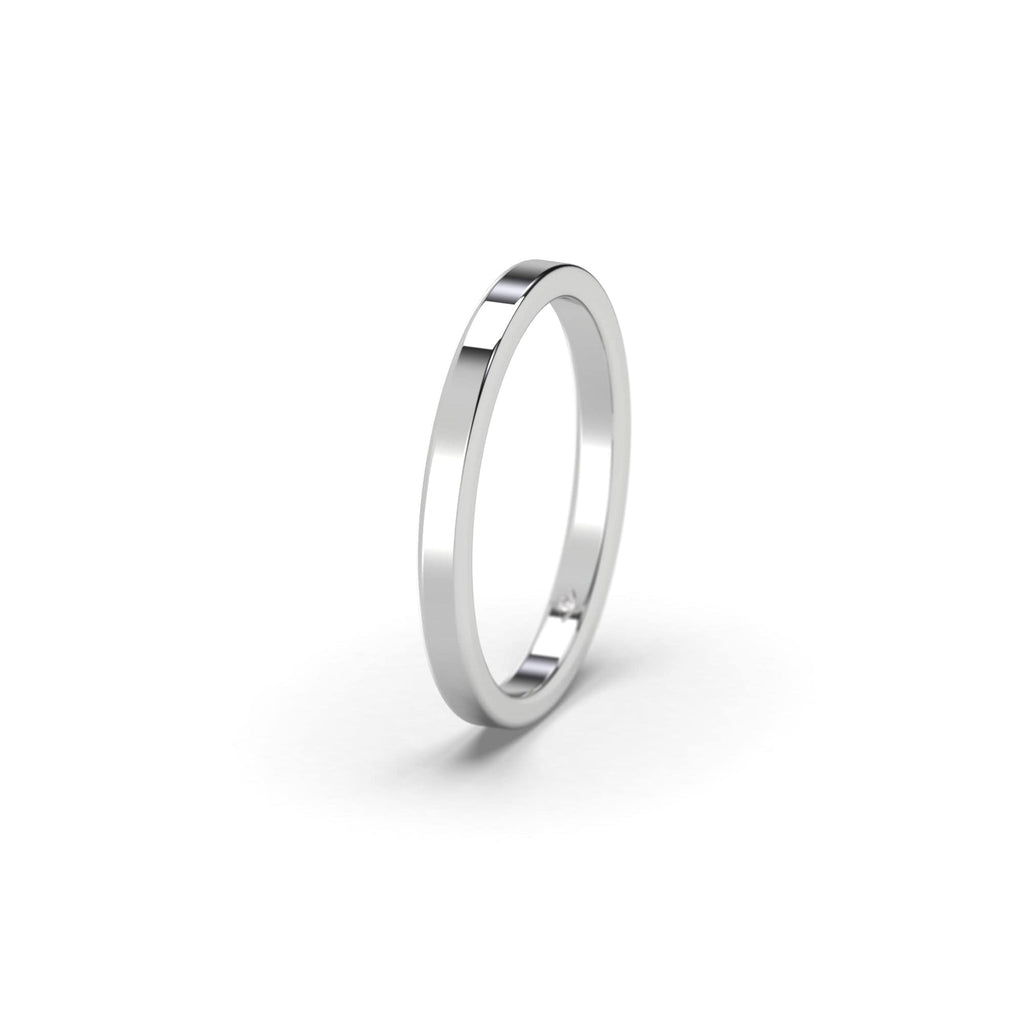 Classic Flat Plain Thin Platinum Wedding Band Ring For Him & Her