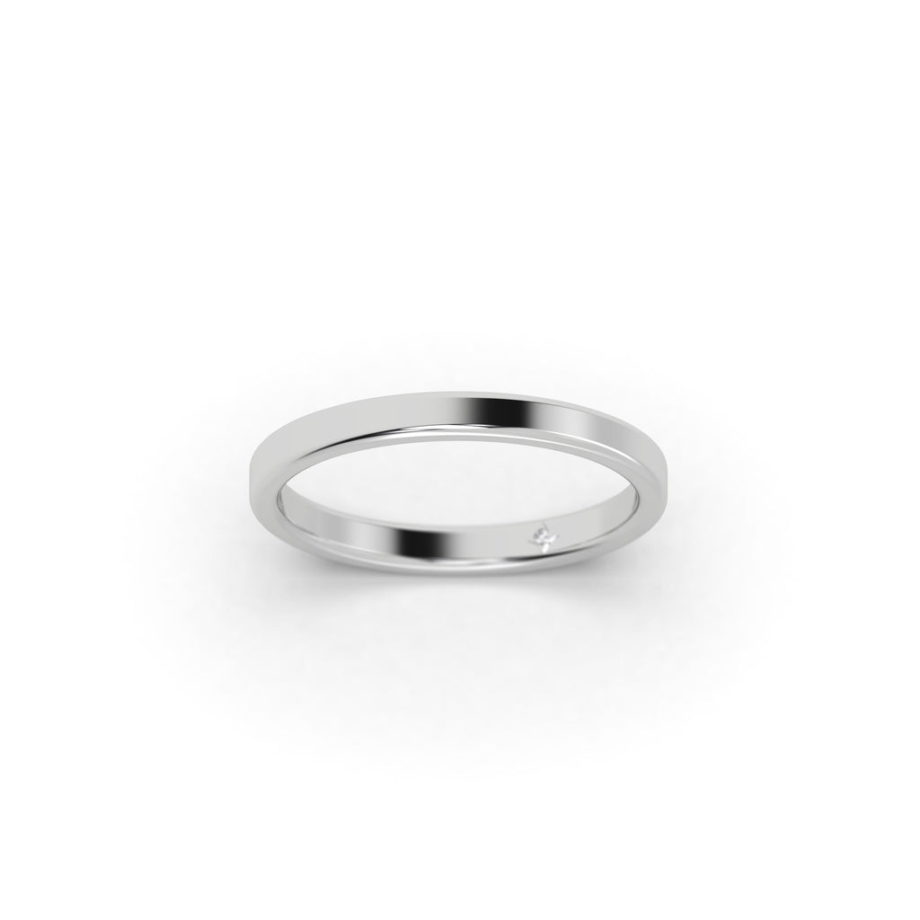 Classic Flat Plain Thin Platinum Wedding Band Ring For Him & Her