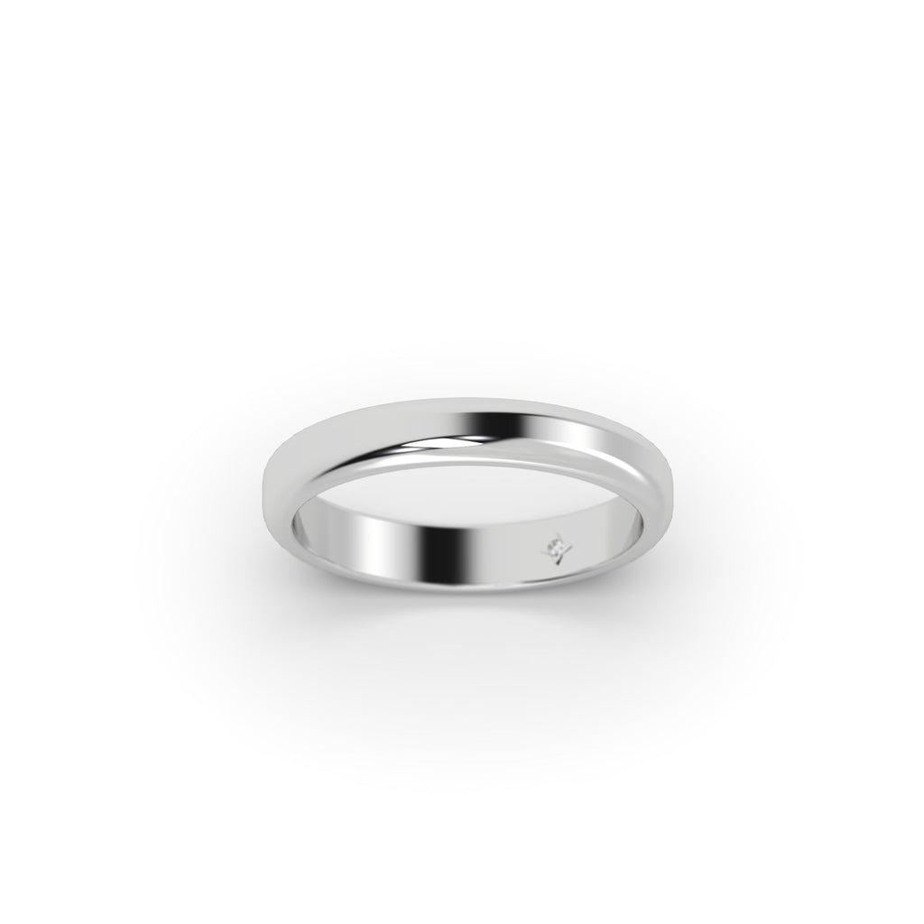 Classic Rounded Plain Platinum Wedding Band Ring For Him & Her