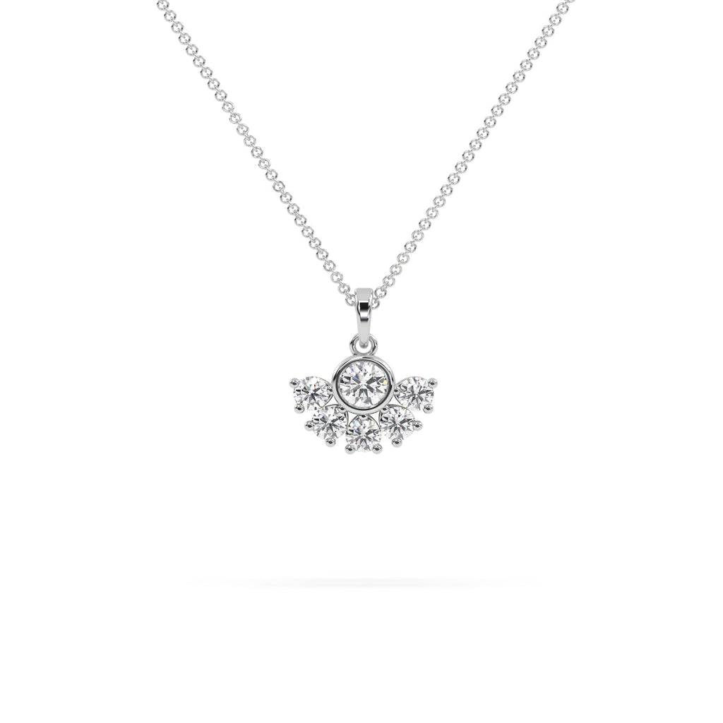 Cluster Bezel Round Natural Diamond Pendant Necklace
