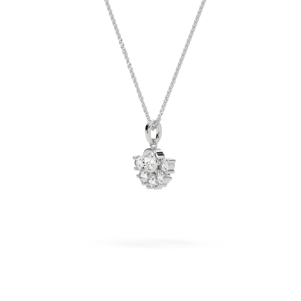 Cluster Bezel Round Natural Diamond Pendant Necklace