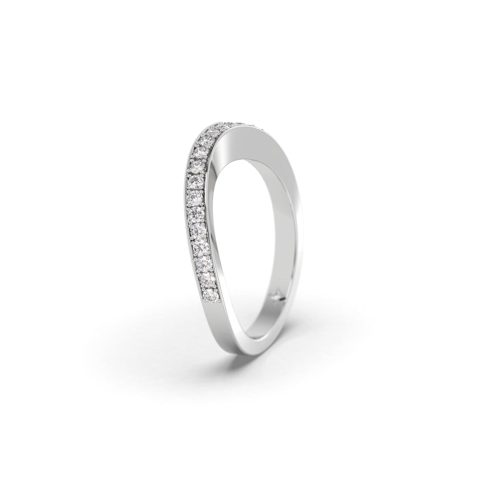 Curved Diamond Pavé Set Platinum Wedding Band Ring