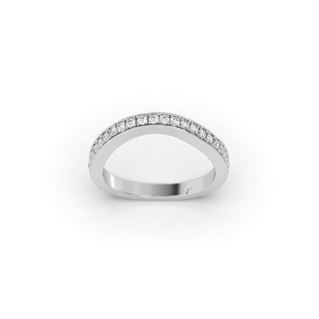 Curved Diamond Pavé Set Platinum Wedding Band Ring