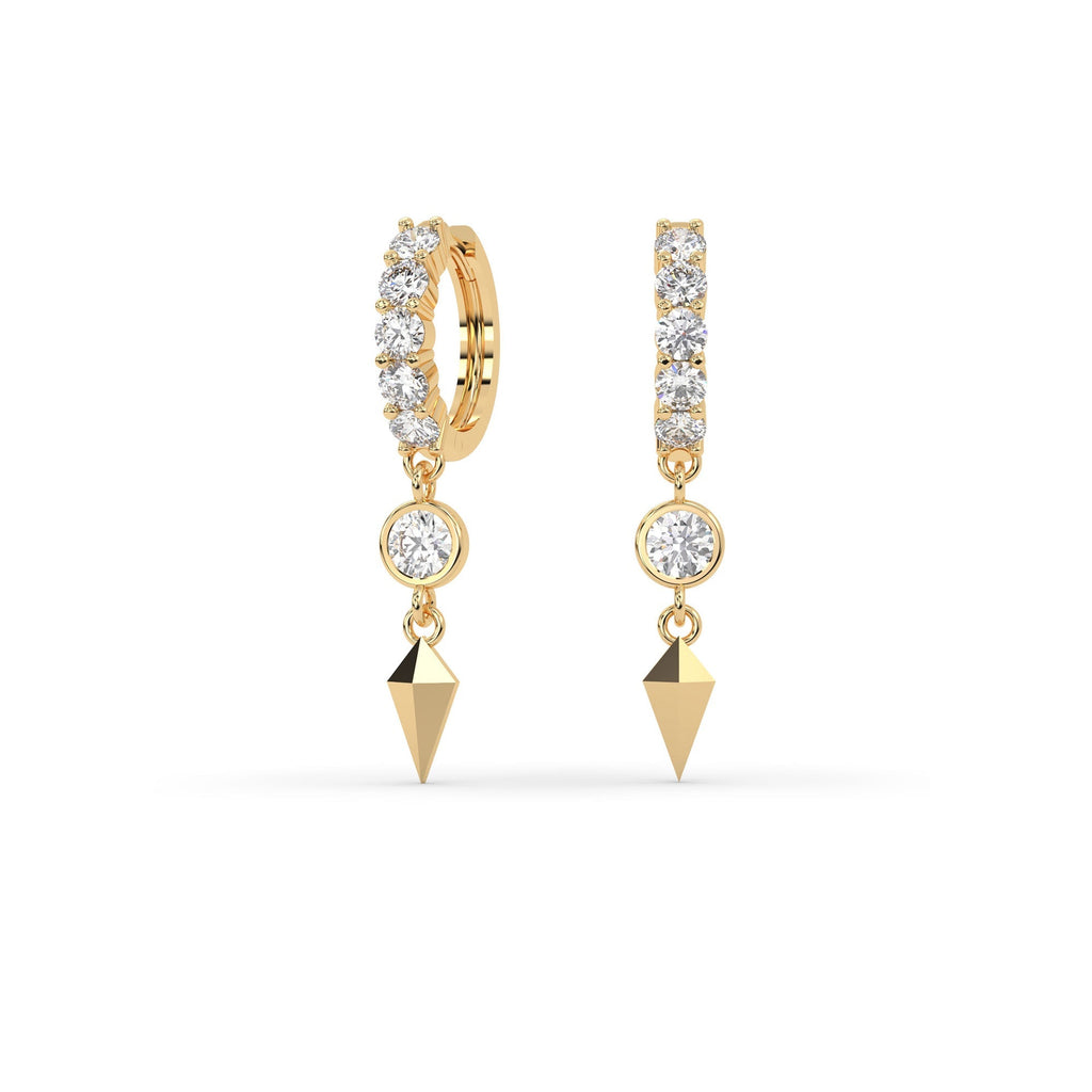 Dangling Drop And Hoop Diamond Earrings
