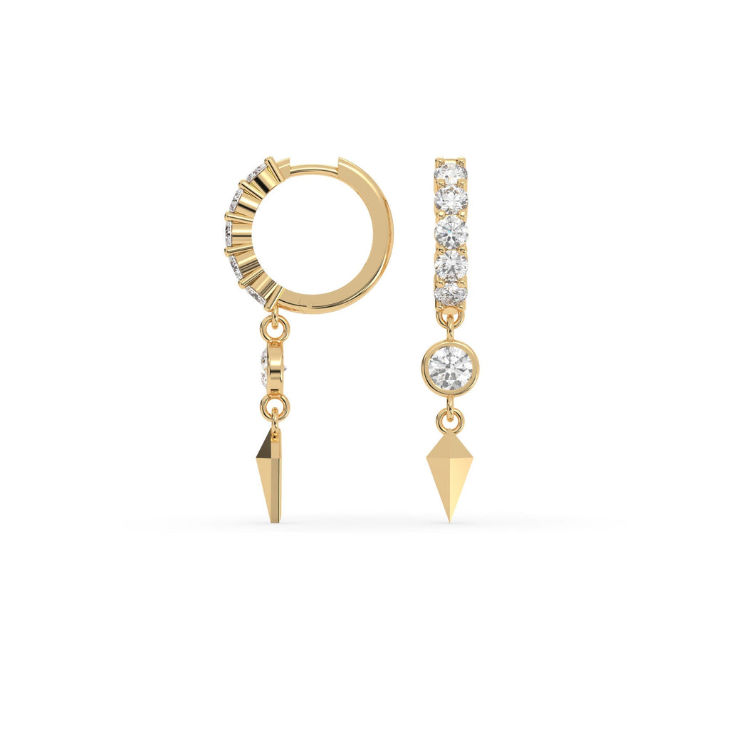 Dangling Drop And Hoop Diamond Earrings