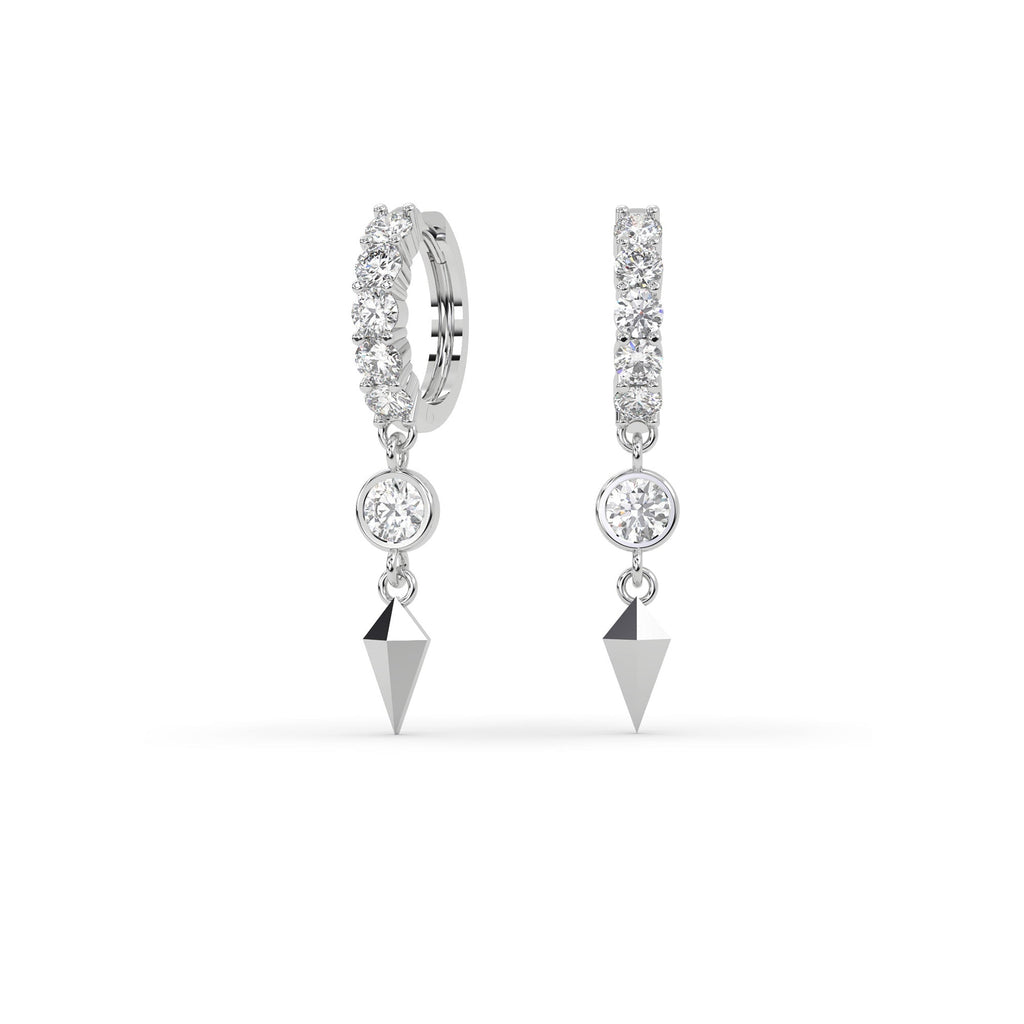 Dangling Drop And Hoop Diamond Earrings