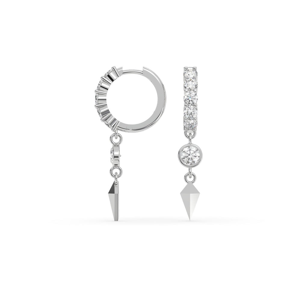 Dangling Drop And Hoop Diamond Earrings