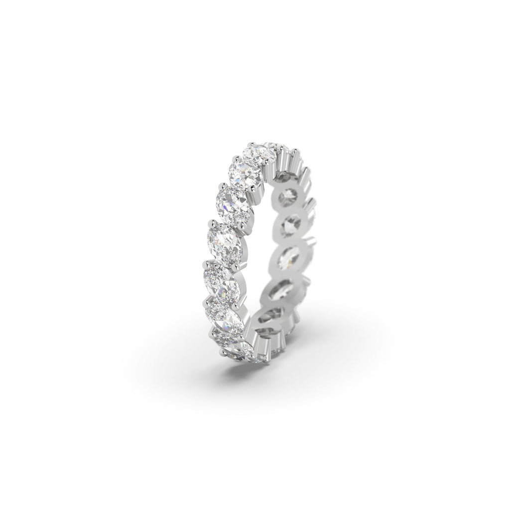 Diagonal Leaf Style Oval Moissanite Full Eternity Band Ring