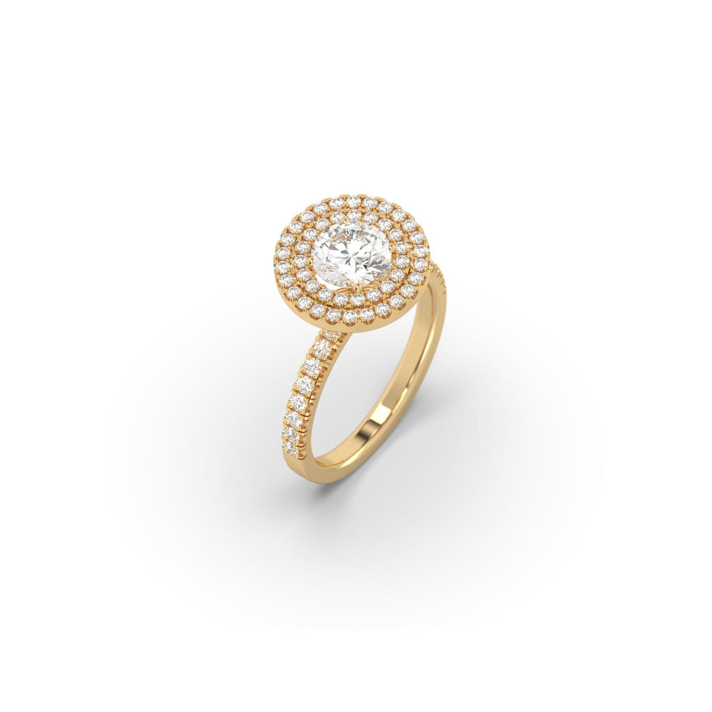 Engagement Double Halo Diamond & Moissanite Engagement Ring